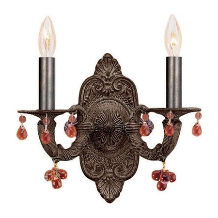 Crystorama Two Light Venetian Bronze Wall Light 5200-VB-AMBER